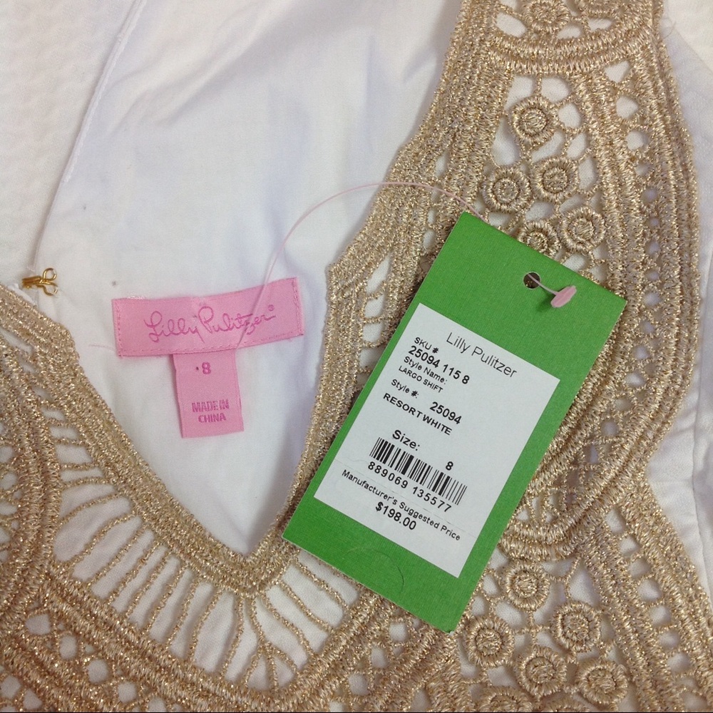 Lilly Pulitzer White Gold Largo Shift Dress 16 NWT - Picture 7 of 7